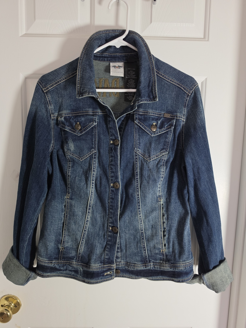 Harley-Davidson Studded Eagle Denim Jacket | Women’s Large Biker Moto